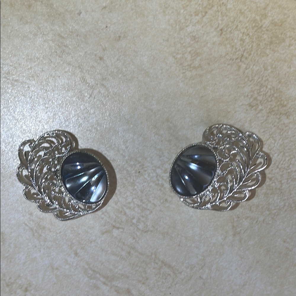 Elegant Silver and Black Earrings by Sarah Coventry.